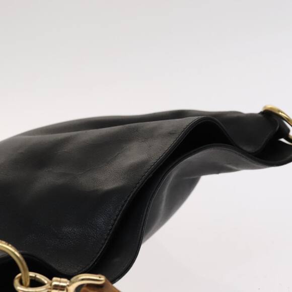 GUCCI Bamboo Hand Bag Leather Black Gold 001 1705 001 1705 - Picture 6 of 16